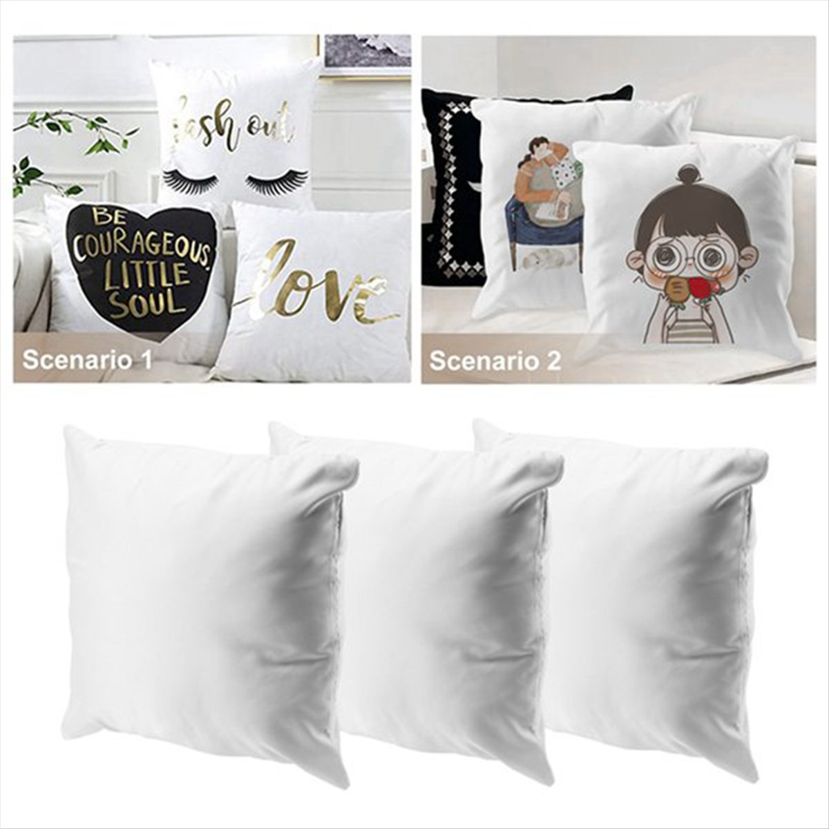 Pillow Cover Sublimation - N14R Top 8 adet Sublimasyon Baskıya