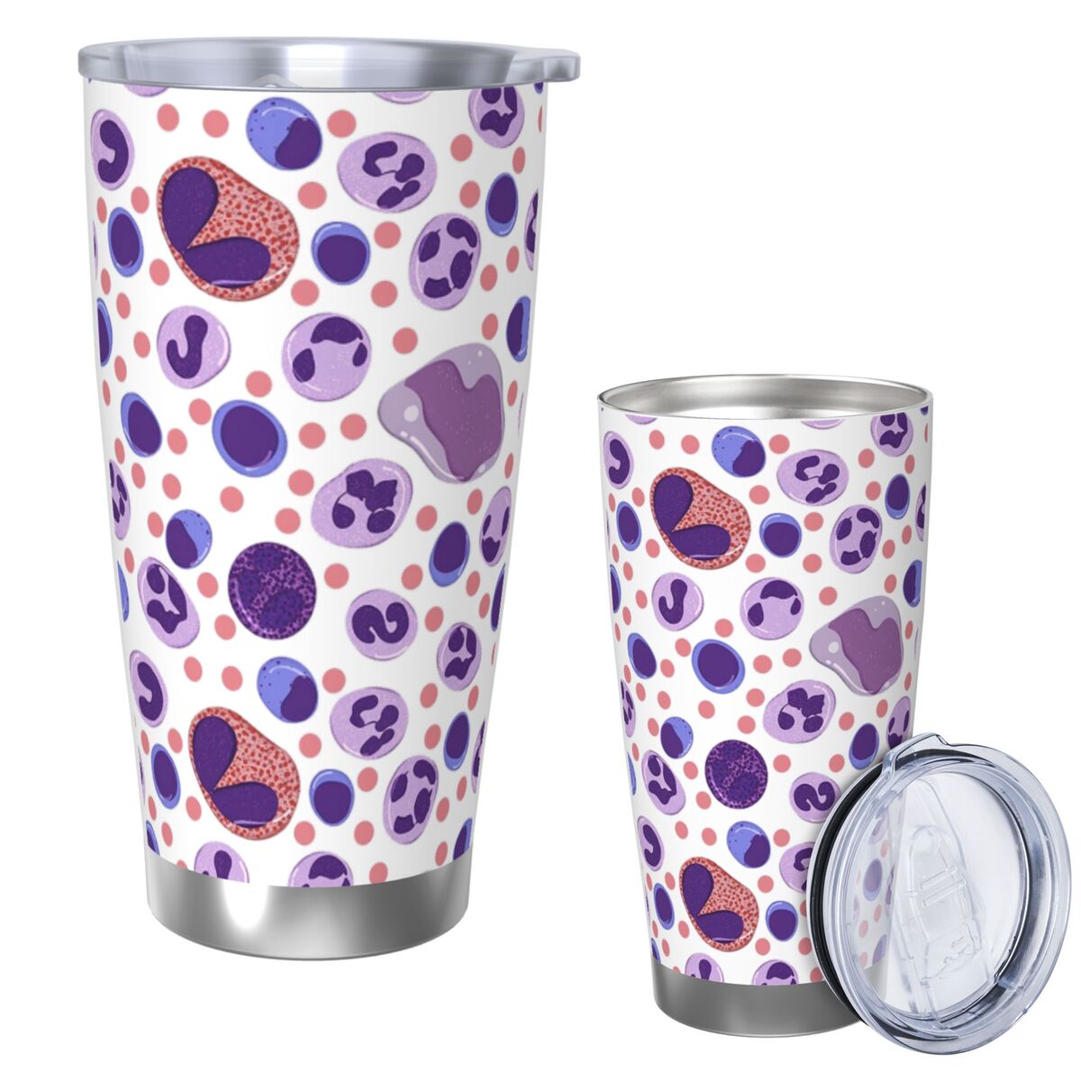 Tumbler 20Oz White - Büyük Beyaz Kan Hücresi Desenli Paslanmaz
