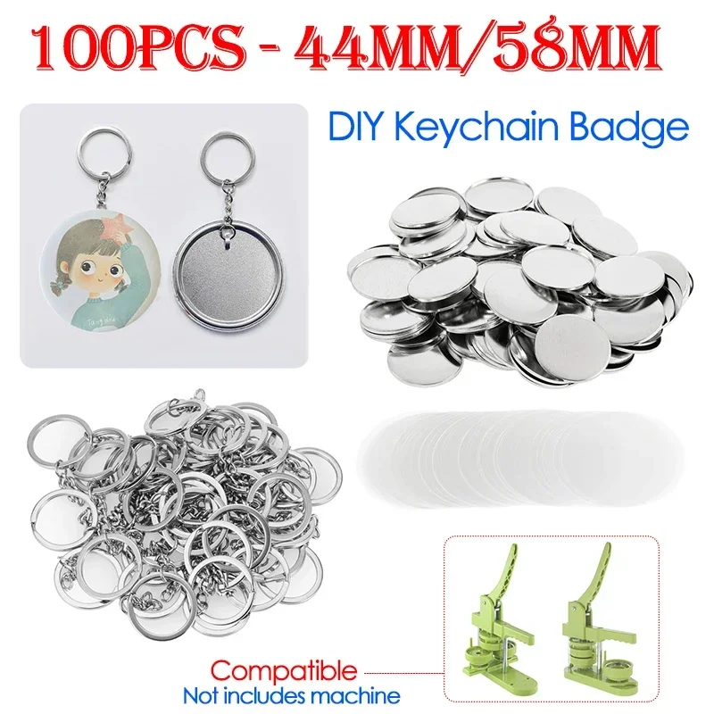 Button Badge Blank - 100 adet 44mm 58mm anahtarlıklar rozet