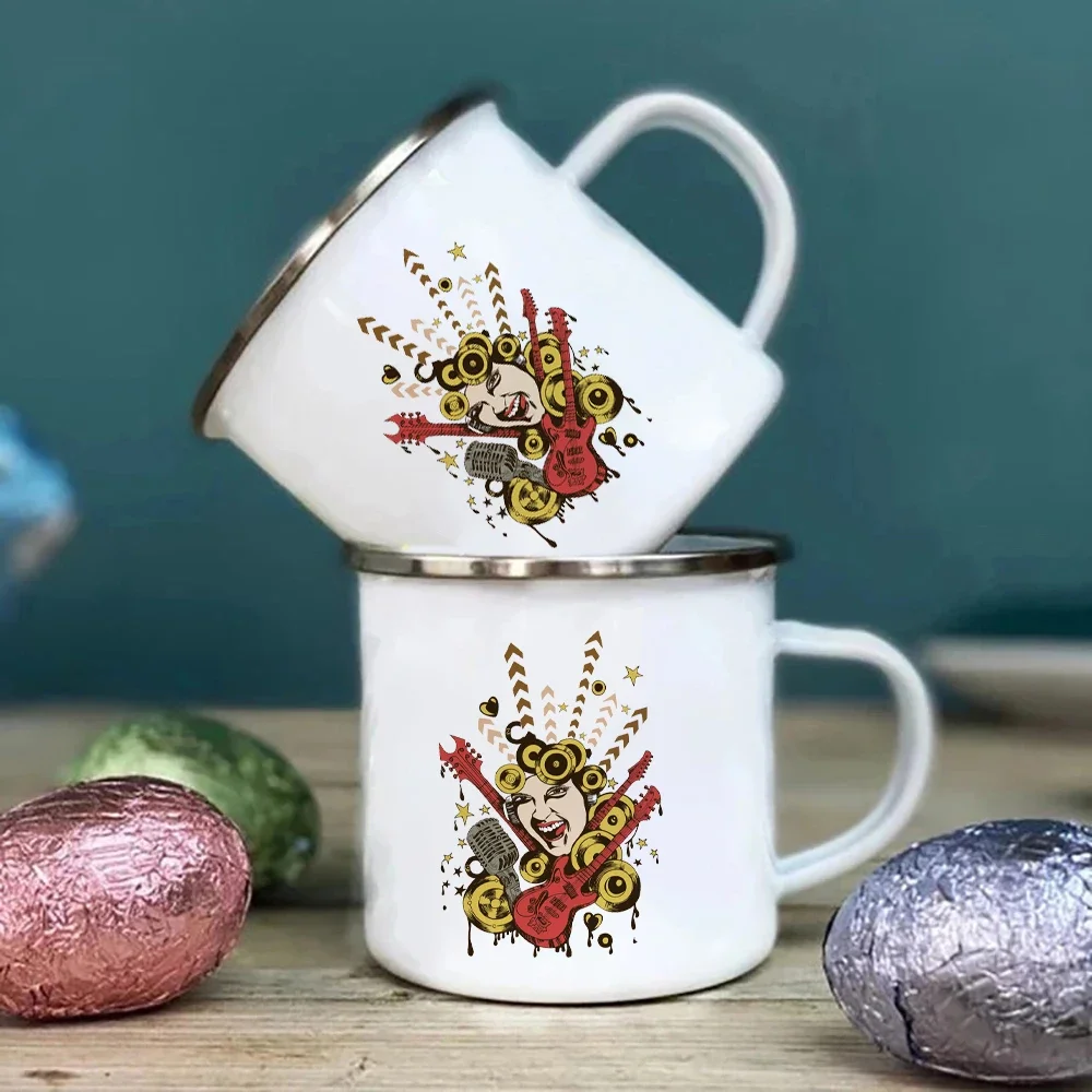Sublimation Mug White - Beyaz Metal Kupa Kükreyen Kaya Şarkıcısı