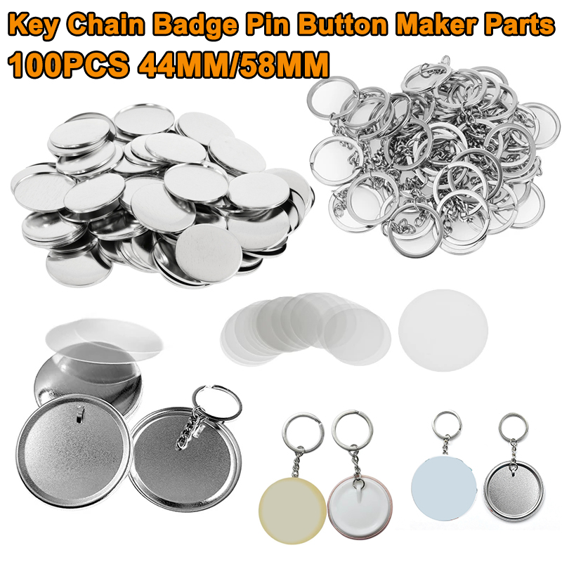 Button Badge Blank - 100 adet 44MM 58MM plastik Metal