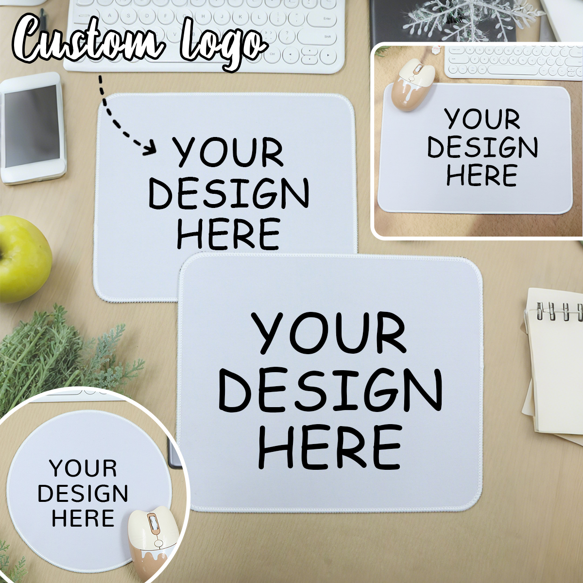 Mouse Pad Blank Sublimation - Özel Logolu Mouse Pad, Kişiselleştirilmiş Beyaz