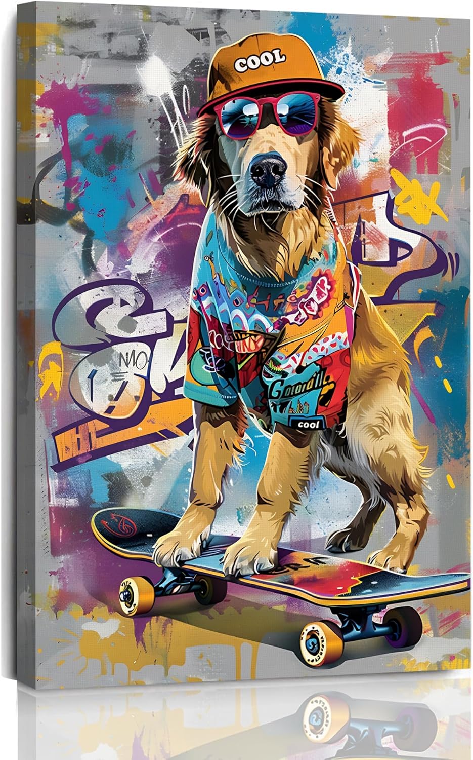 Canvas Wrap Ready - 1p,Fantasy Artists Renkli Kanvas Köpek Duvar