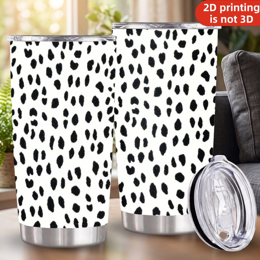 Tumbler 20Oz White - 20oz Dalmaçyalı Desenli Paslanmaz Çelik Bardak,