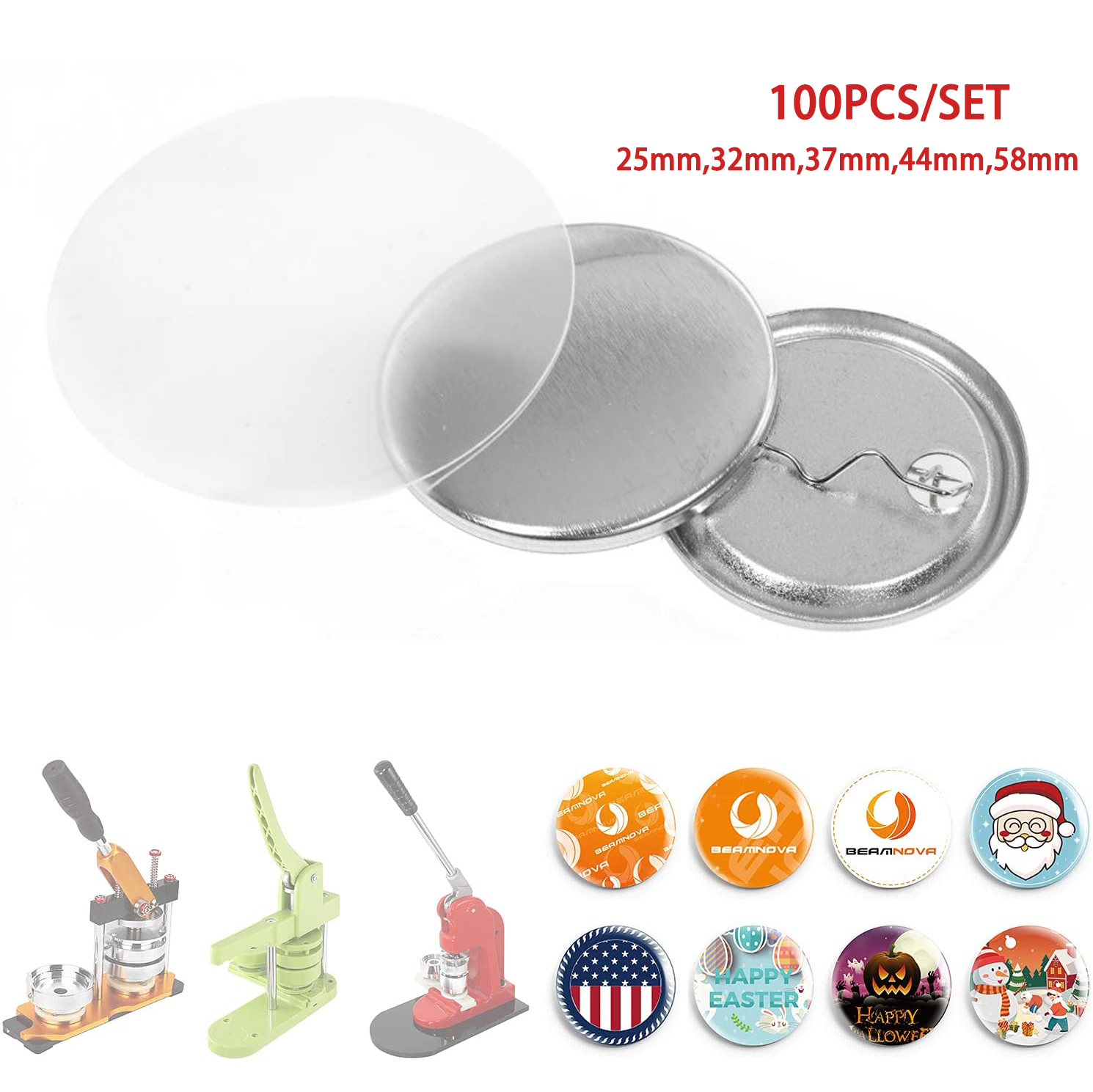 Button Badge Blank - 100 adet Metal geri rozet düğme