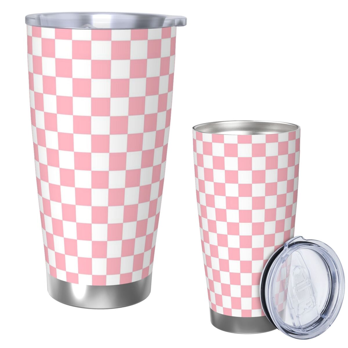 Pembe Beyaz Dama Tahtası Desen - Tumbler 20Oz White incelemesi ve fiyatı
