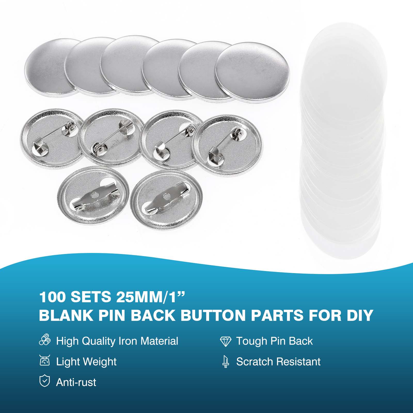 100 Adet Mini DIY Yuvarlak Ayn - Button Badge Blank incelemesi ve fiyatı