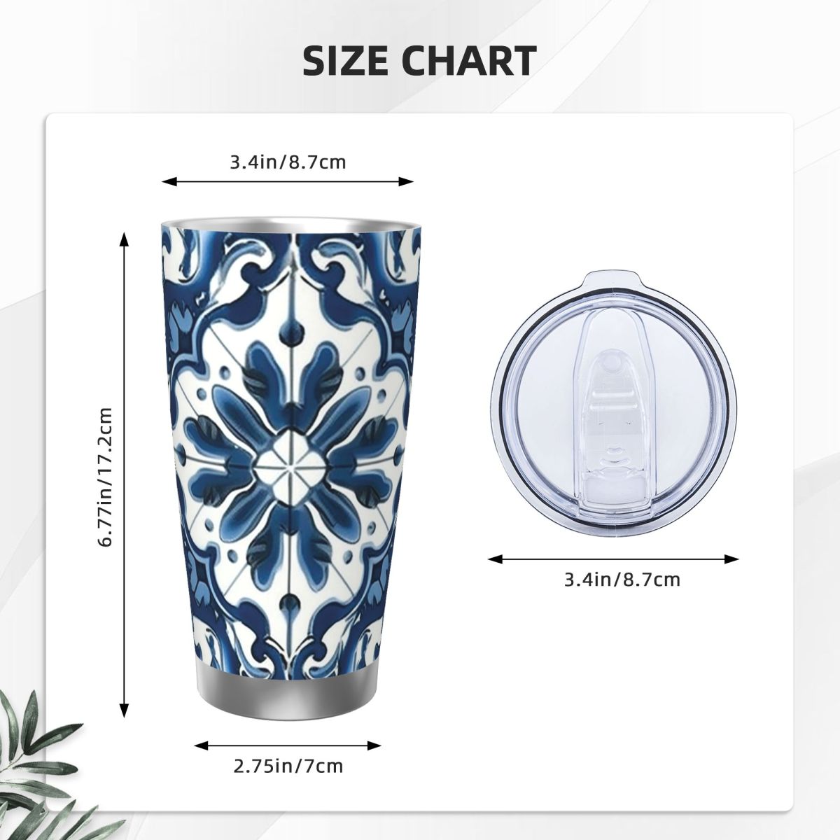 Mavi Ve Beyaz Majolika Desenli - Tumbler 20Oz White incelemesi ve fiyatı